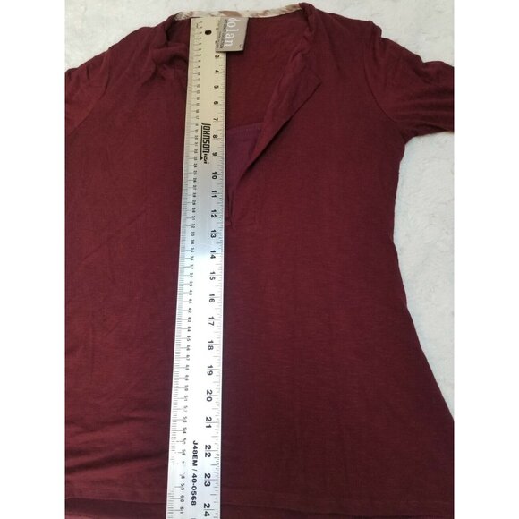 Dolan Left Coast Collection Womens Small Stretch 3/4 Sleeve Tee Shirt Burgundy - Picture 8 of 8